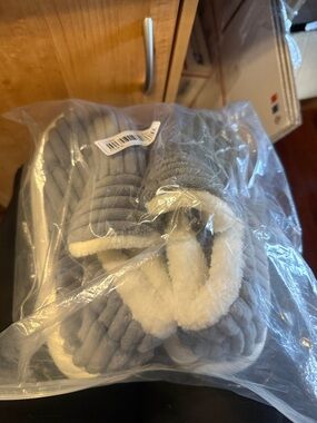 Gray Plush Sherpa-Lined Slippers